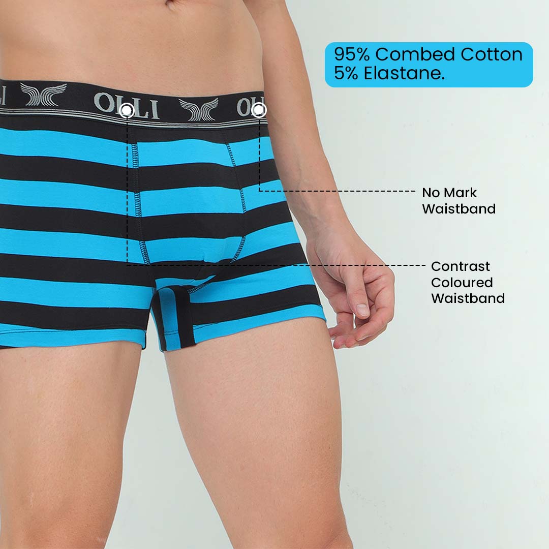 Men's Super Combed Cotton Black and Green Trunk
