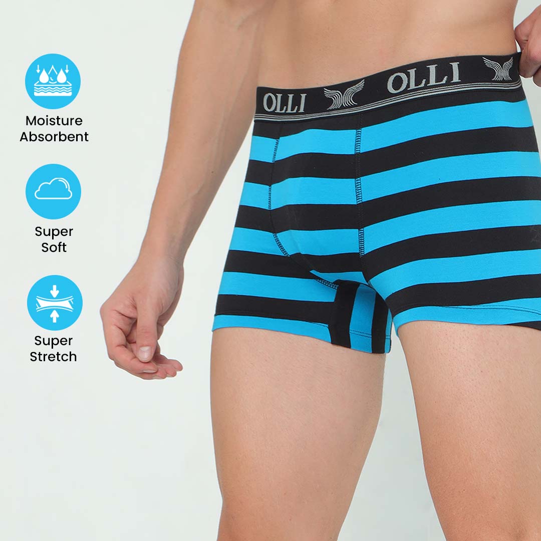 Men's Super Combed Cotton Black and Green Trunk