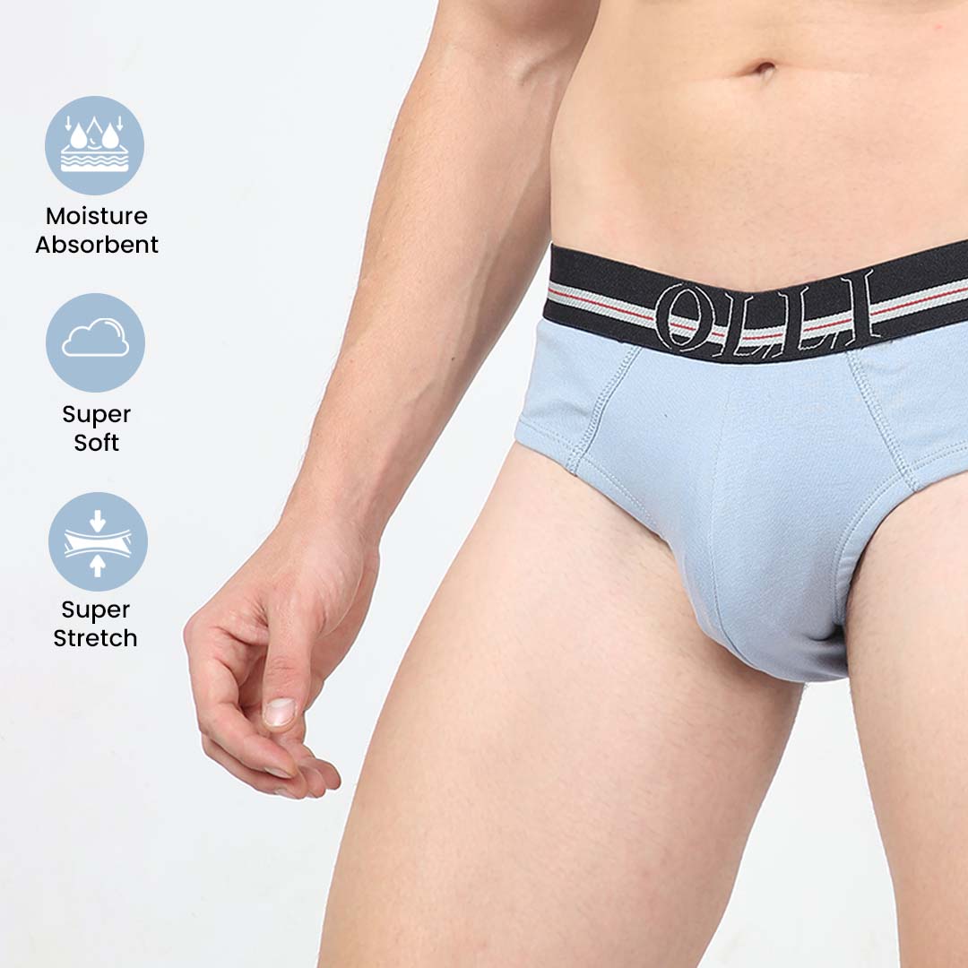 Men's super Combed Cotton Rib Sky Blue Brief
