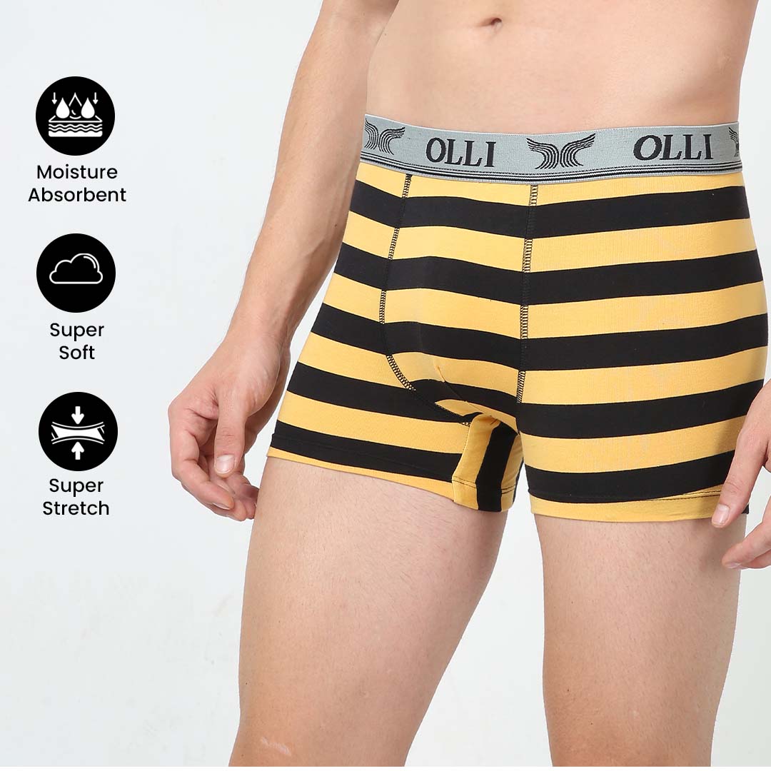 Men's Super Combed Cotton Black and Yellow Brief