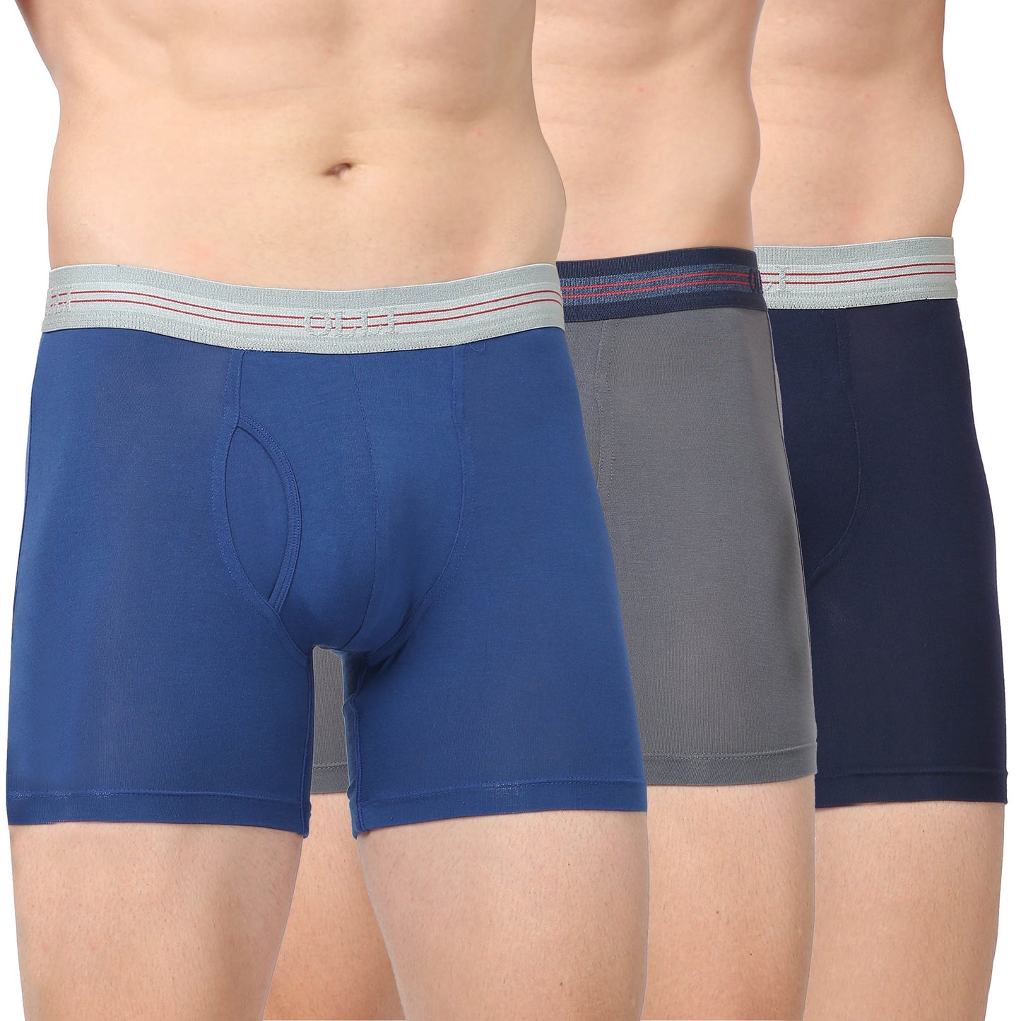 Men's Blue, Grey & Navy Micro Modal Elastane Stretch Boxer Brief (Pack of 3)