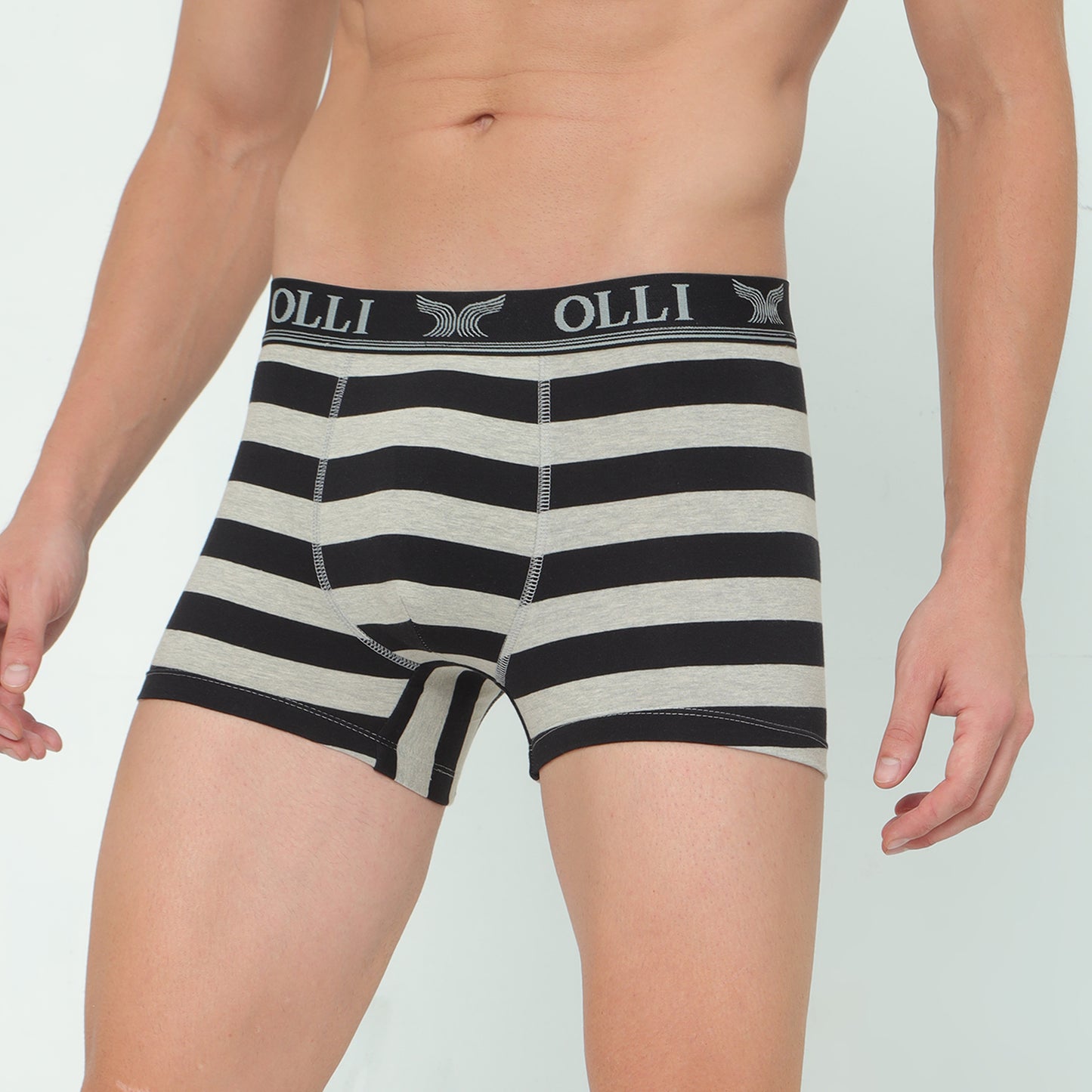 Men's Super Combed Cotton Black and Grey Mel Trunk