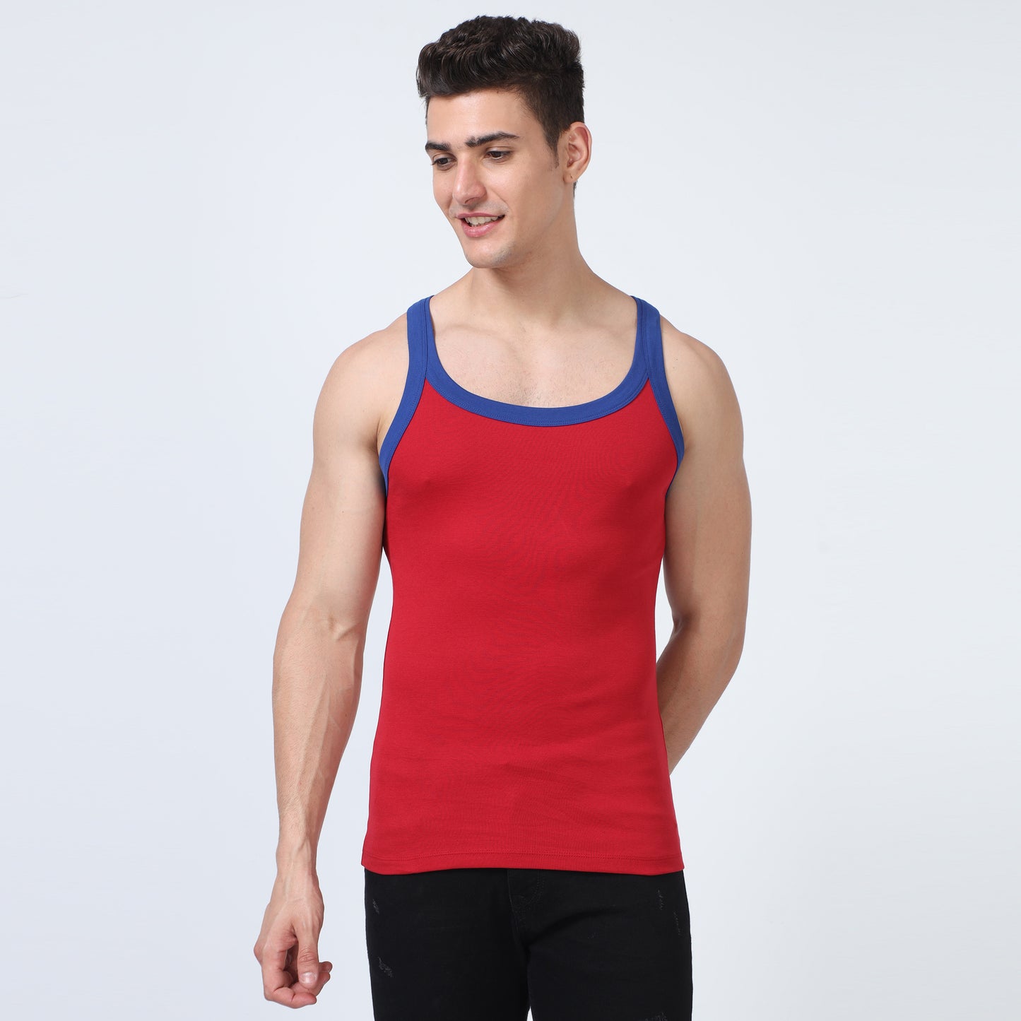 Red Cotton Rib Vest