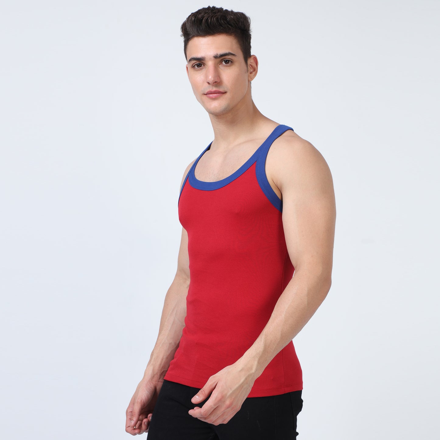 Red Cotton Rib Vest
