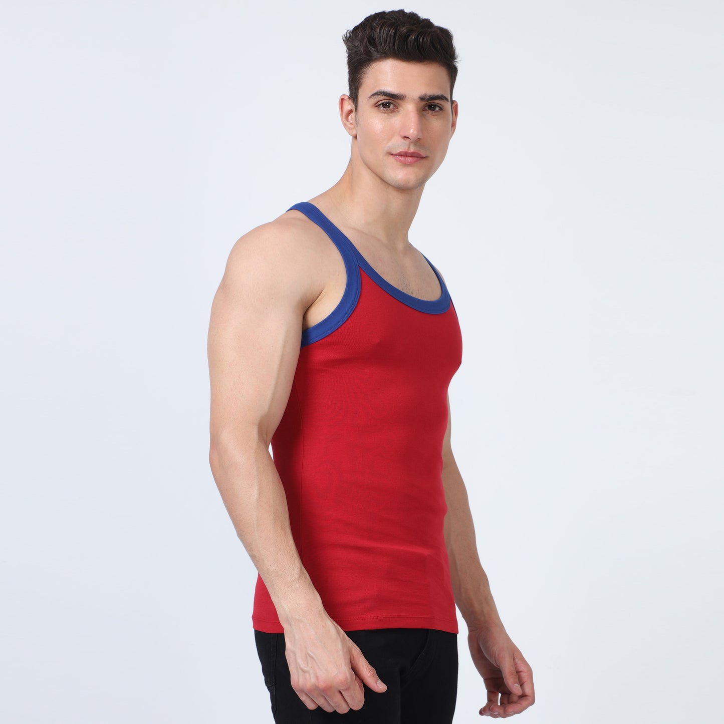 Red Cotton Rib Vest
