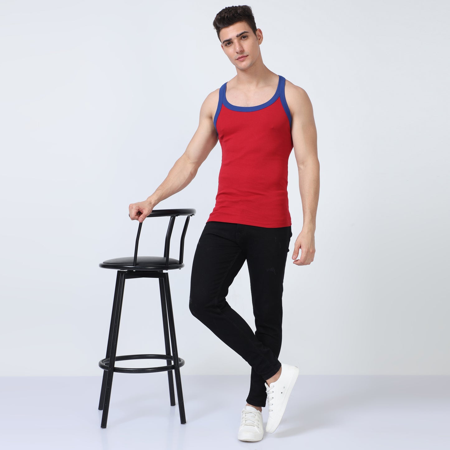 Red Cotton Rib Vest