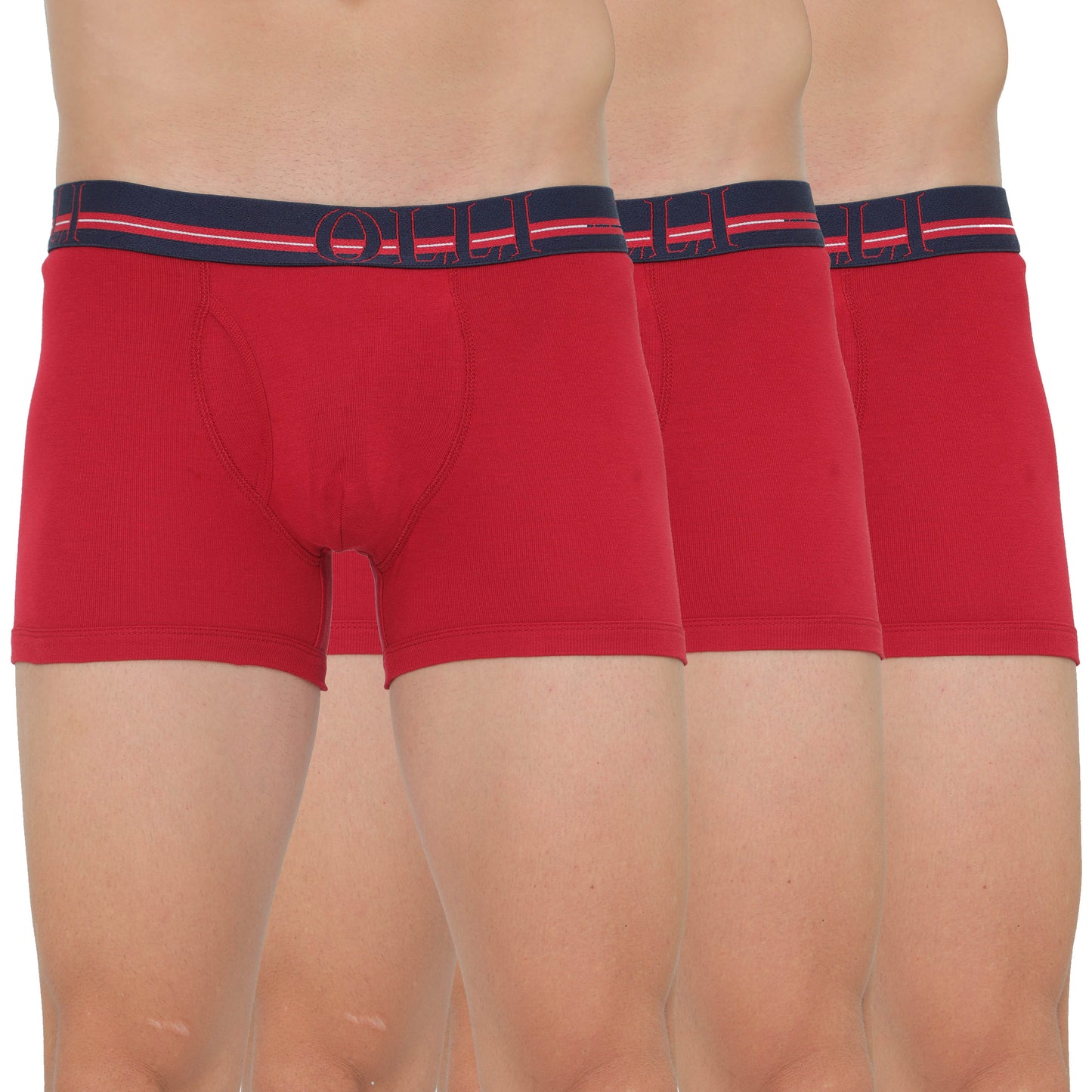 Men's Red Super Combed Cotton Rib Solid Trunk (Pack of 3)