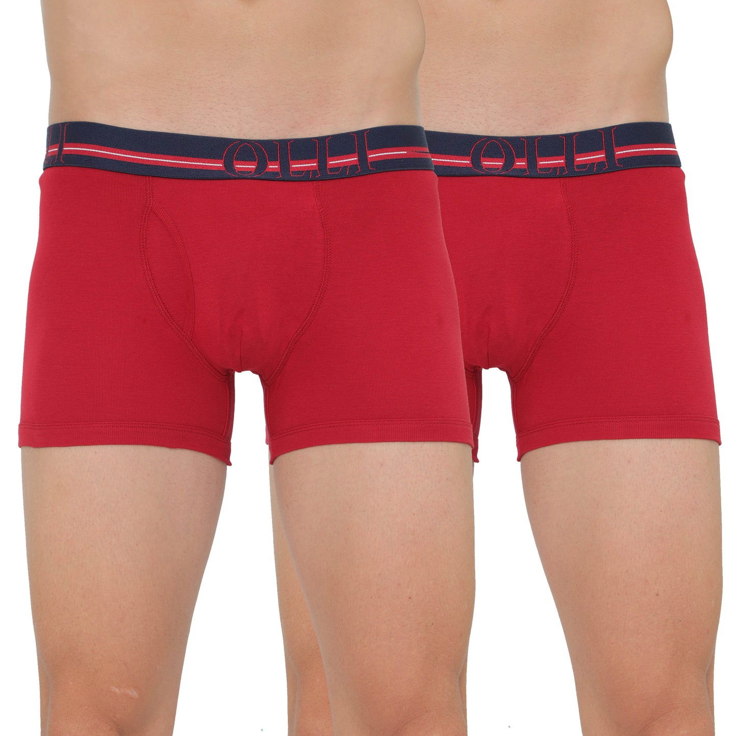 Men's Red Super Combed Cotton Rib Solid Trunk (Pack of 2)