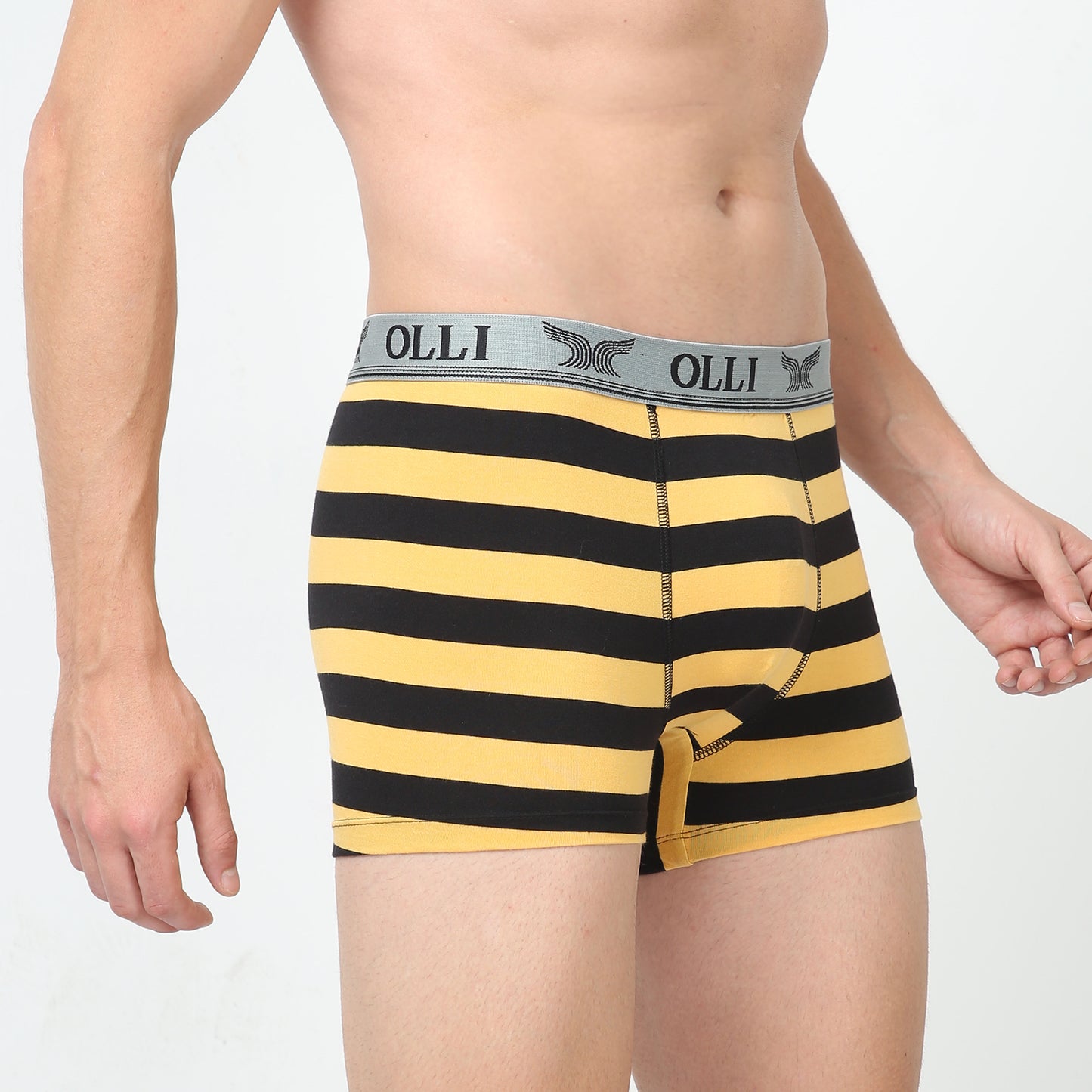 Men's Super Combed Cotton Black and Yellow Brief