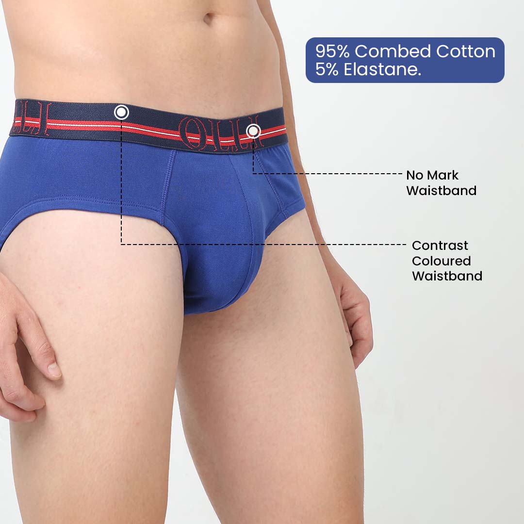 Men's super Combed Cotton Rib Blue Brief