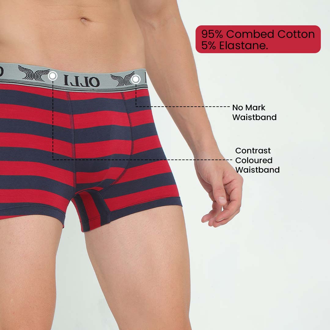 Men's Super Combed Cotton Maroon and Navy Trunk
