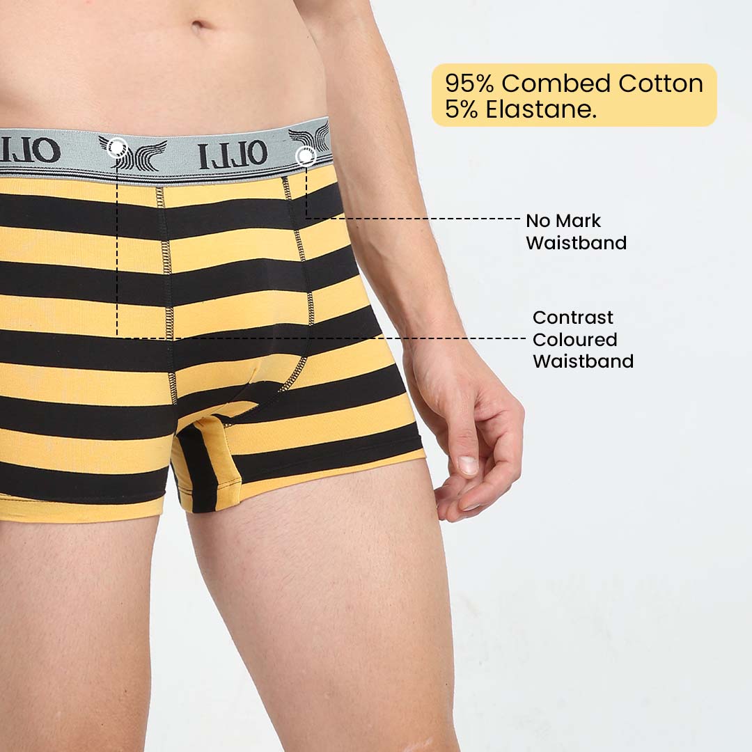 Men's Super Combed Cotton Black and Yellow Brief