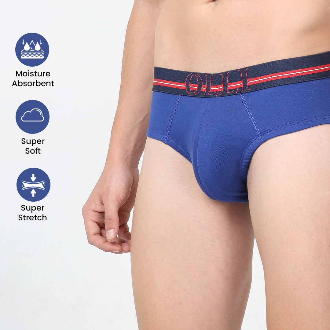 Men's super Combed Cotton Rib Blue Brief