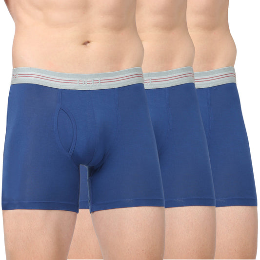 Men's Blue Micro Modal  Elastane Stretch Boxer Brief (Pack of 3)