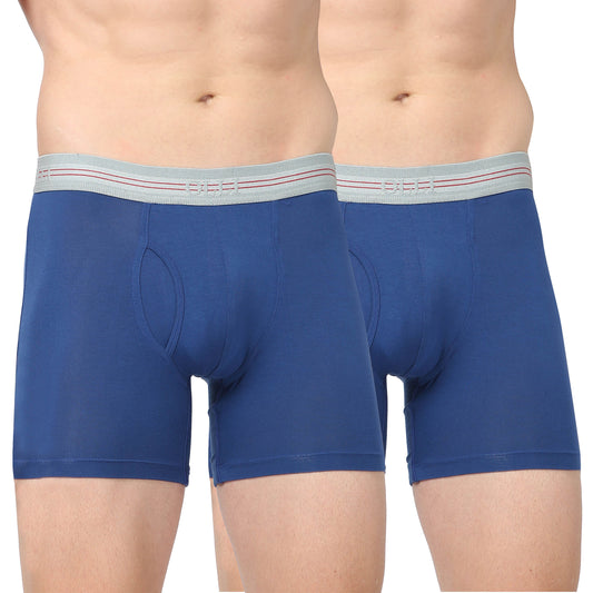 Men's Blue Micro Modal  Elastane Stretch Boxer Brief (Pack of 2)