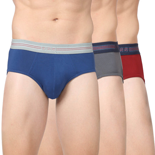 Men's Blue, Grey & Rust Micro Modal  Brief (Pack of 3)