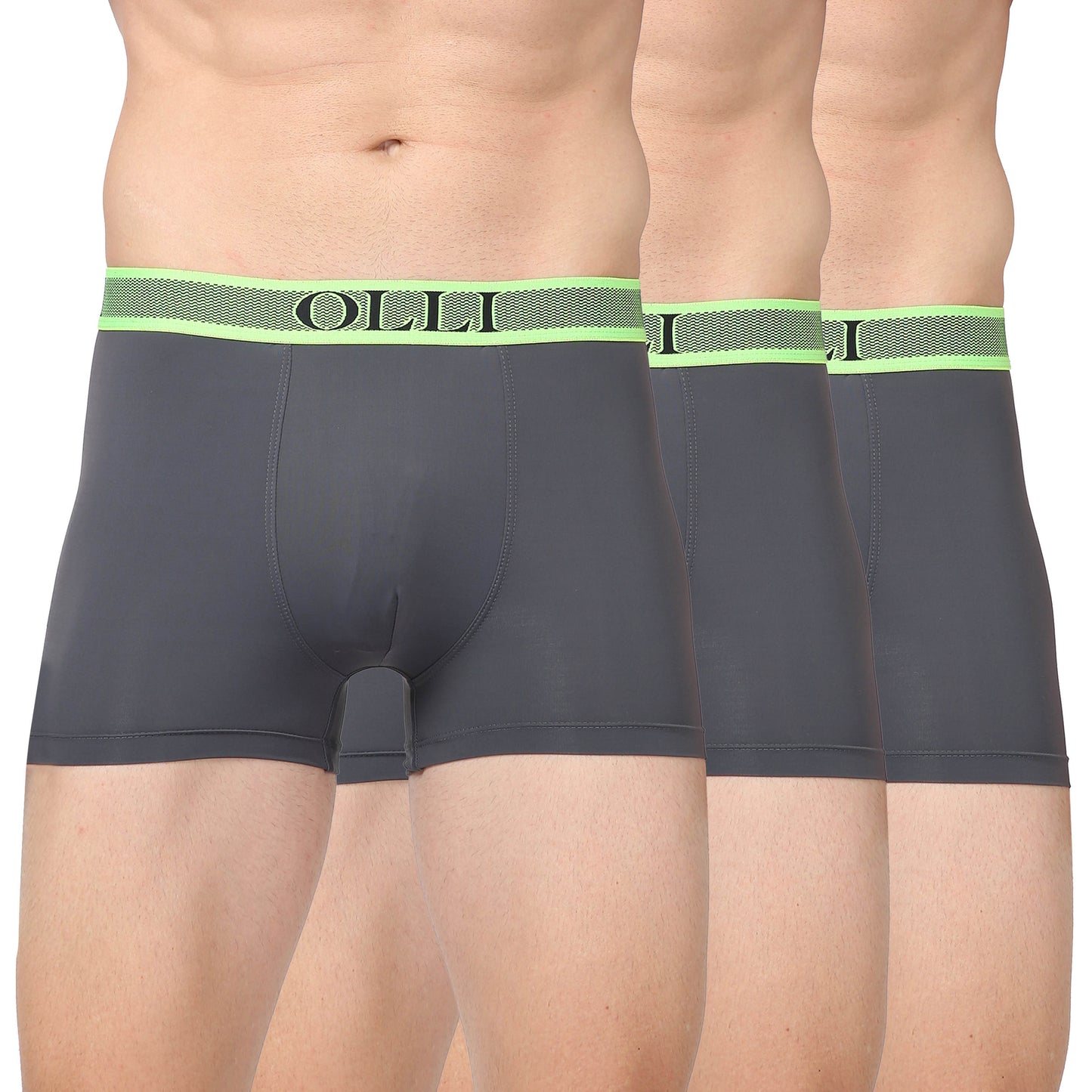 Men's Grey Microfiber Polyamide Elastane Stretch Trunk (Pack of 3)
