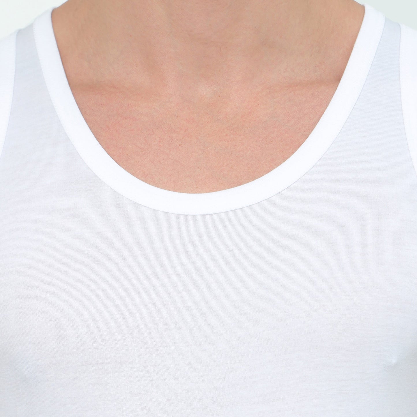Men's Super Combed White Cotton Round Neck Sleeveless Vest