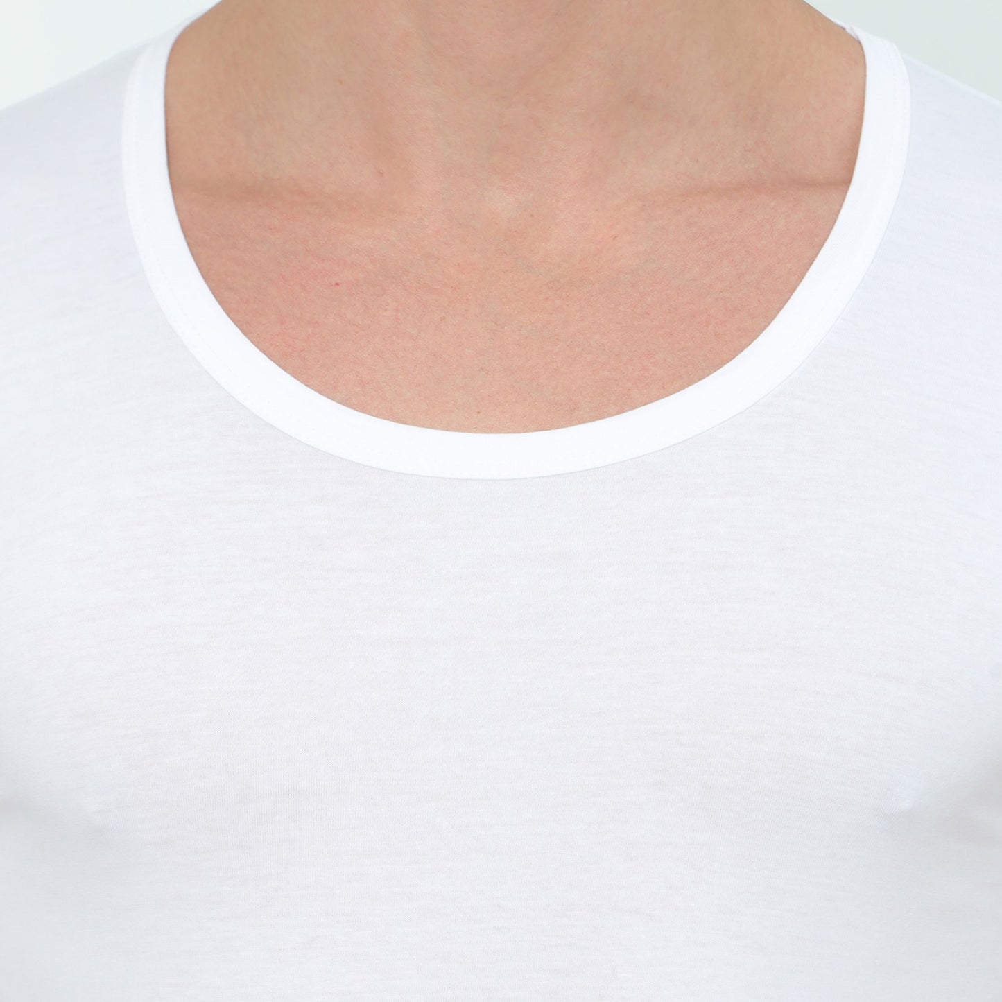 Men's Super Combed White Cotton Round Neck Half Sleeved Vest