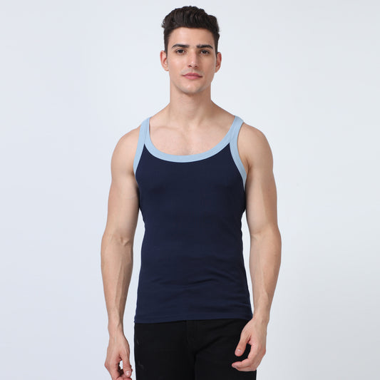 Navy Cotton Rib Vest