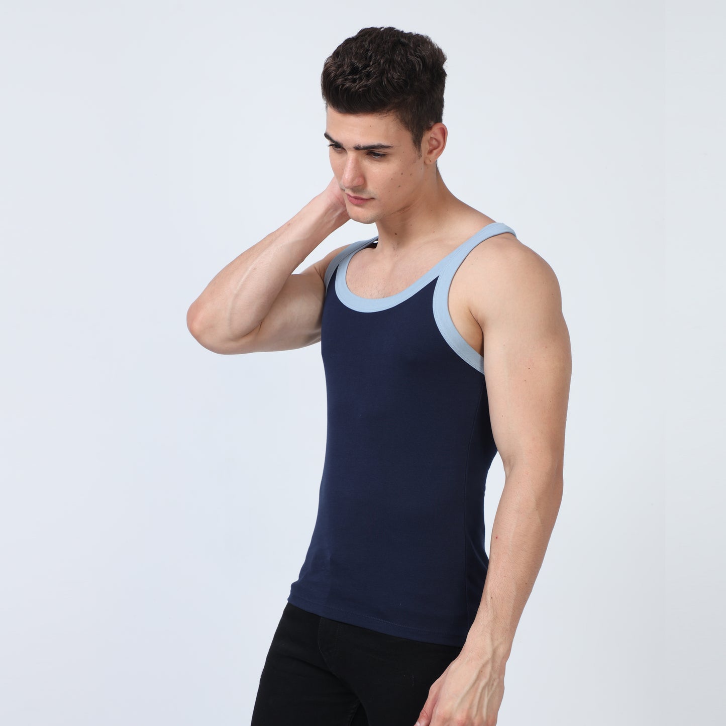 Navy Cotton Rib Vest