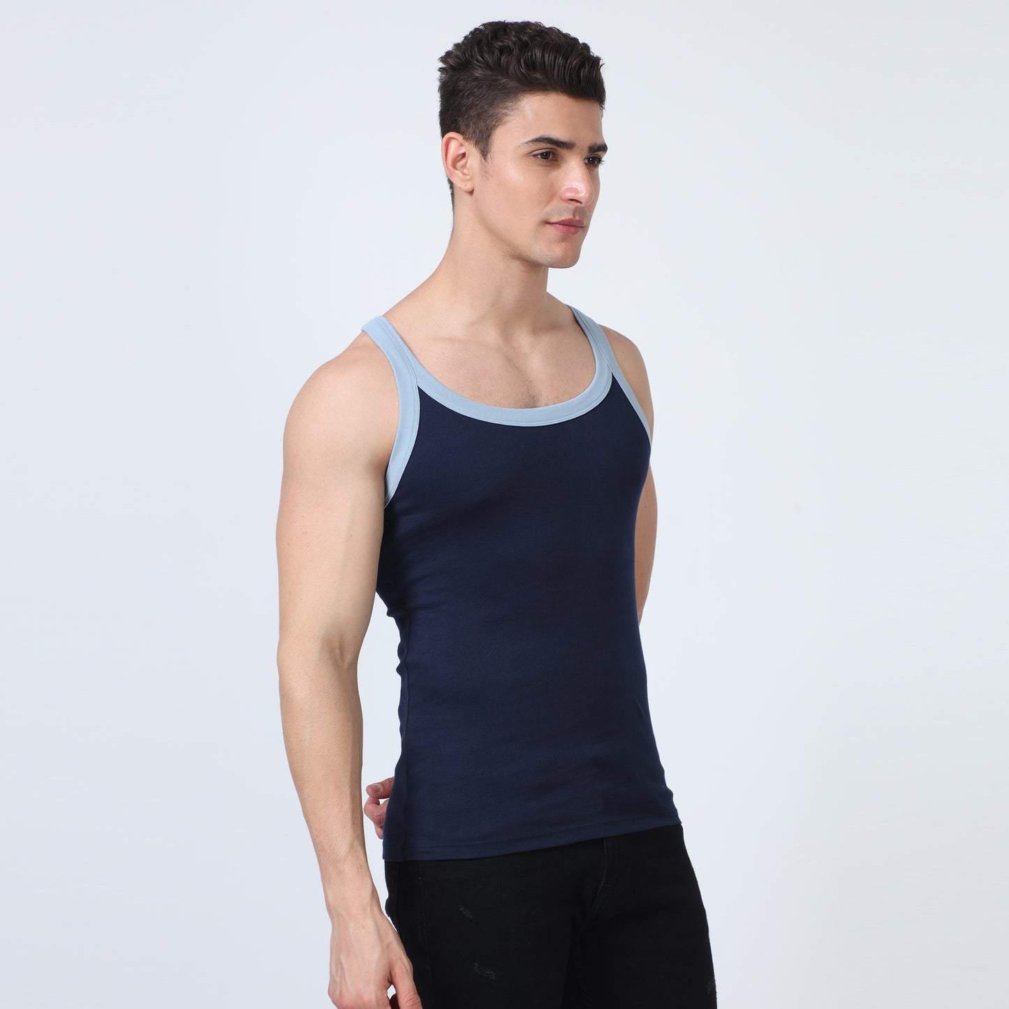 Navy Cotton Rib Vest