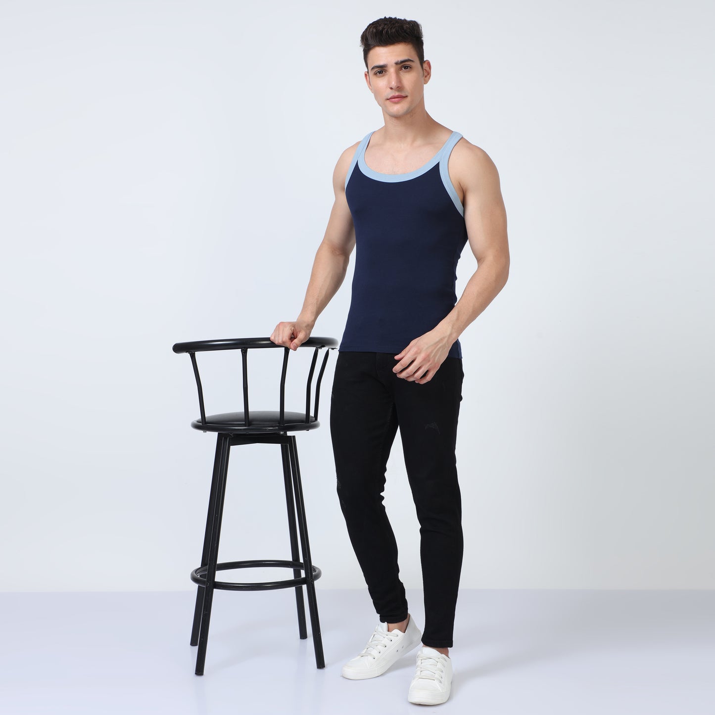 Navy Cotton Rib Vest