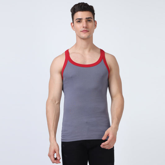 Grey Cotton Rib Vest