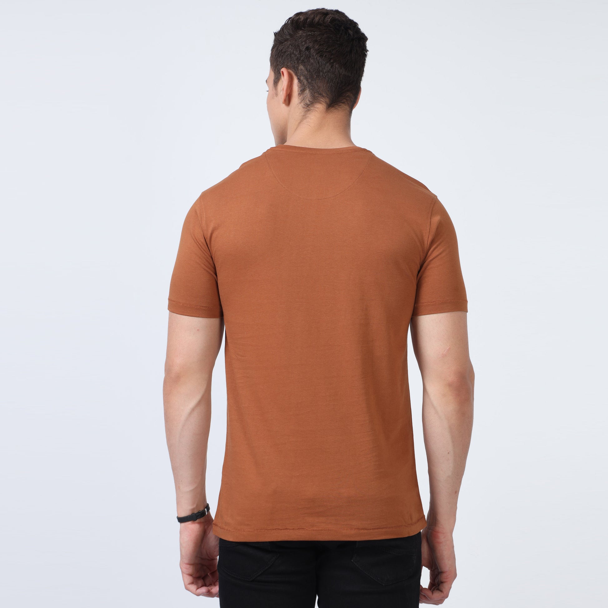brown round neck t shirt