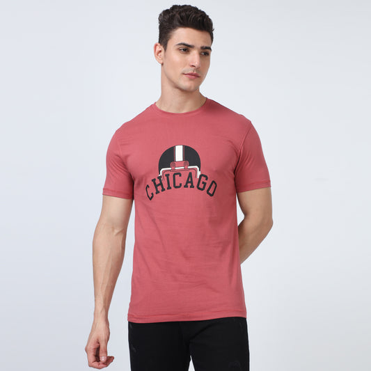 Dust Rose Crew Neck Cotton T-Shirt