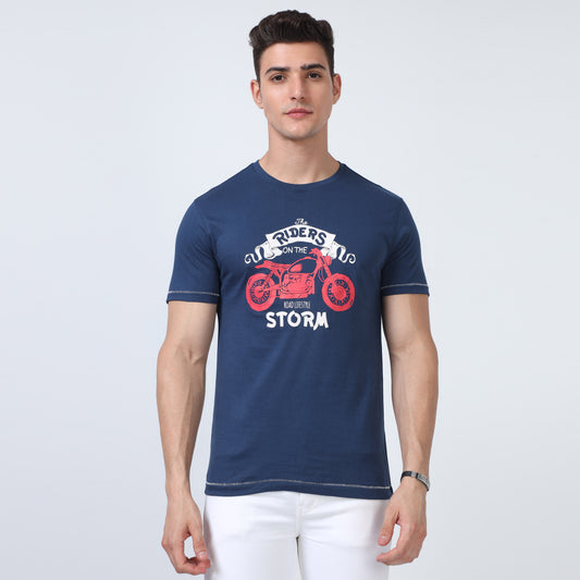 Navy Crew Neck Cotton T-Shirt
