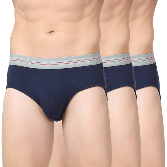 Men's Navy Micro Modal  Elastane Stretch Boxer Brief (Pack of 3)