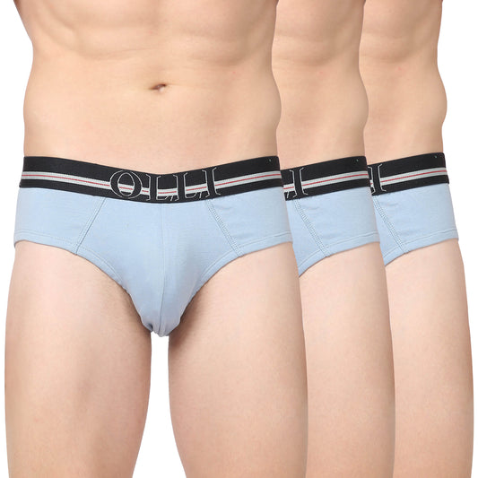 Men's Sky Blue Super Combed Cotton Rib Solid Brief (Pack of 3)