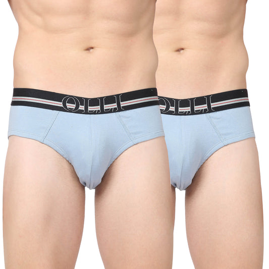 Men's Sky Blue Super Combed Cotton Rib Solid Brief (Pack of 2)