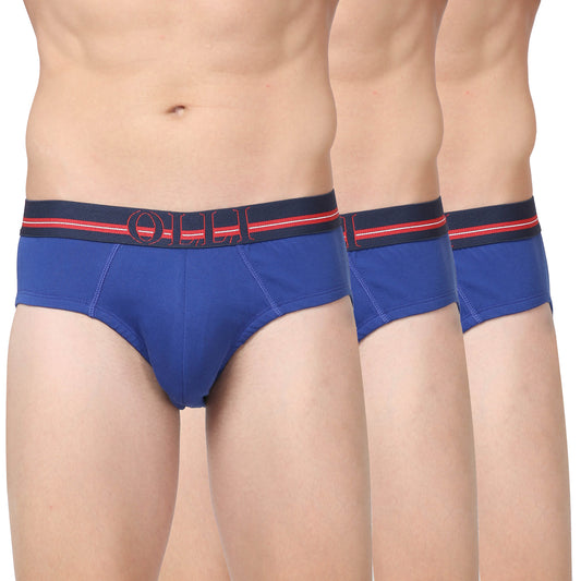 Men's Swiss Blue Super Combed Cotton Rib Solid Brief (Pack of 3)