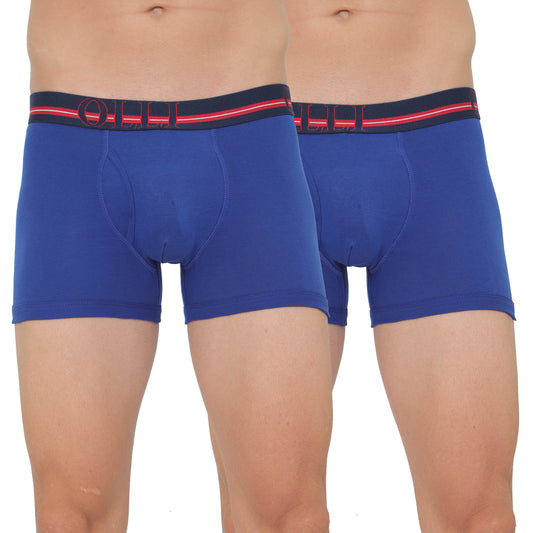 Men's Swiss Blue Super Combed Cotton Rib Solid Trunk (Pack of 2)