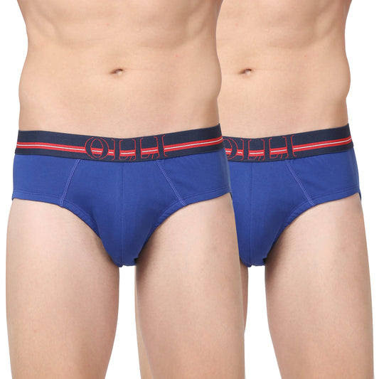 Men's Swiss Blue Super Combed Cotton Rib Solid Brief (Pack of 2)